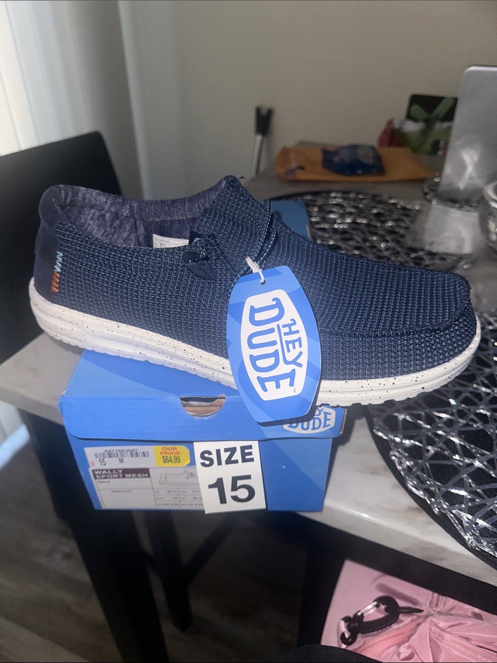 Hey Dude Navy Knit Slip-On Loafers